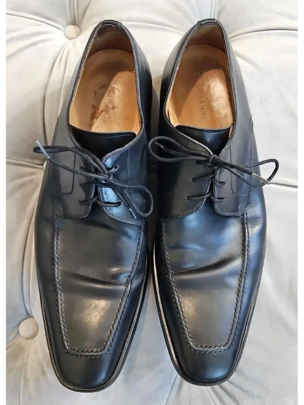 Magnanni 13723 Black Leather LaceUp Oxfords Loafers Mens Dress Shoes 9.5 M Nice!
